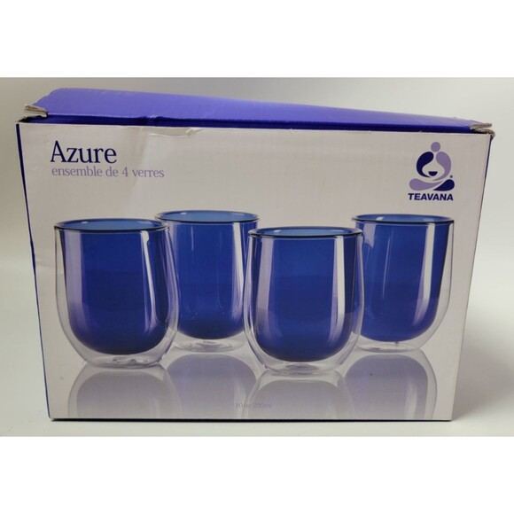 Teavana Other - Teavana Verre Azure Blue Double‎ Walled Borosilicate Glass 4 pc Tumbler Set 10oz